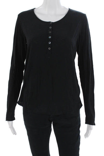 Standard James Perse Womens Button-Up Black Cotton Long Sleeve Size 3