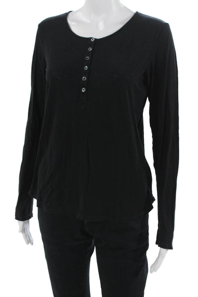 Standard James Perse Womens Button-Up Black Cotton Long Sleeve Size 3
