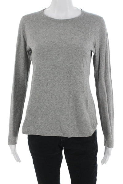 Minnie Rose Women Basic Gray Cotton Crew Neck Long Sleeve T-Shirt Size M