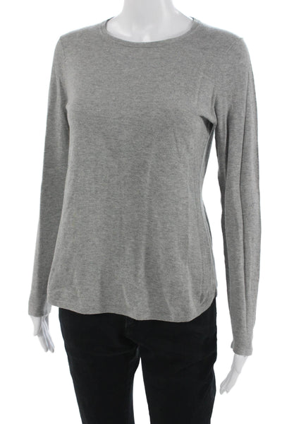 Minnie Rose Women Basic Gray Cotton Crew Neck Long Sleeve T-Shirt Size M