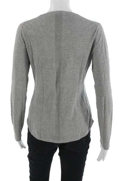 Minnie Rose Women Basic Gray Cotton Crew Neck Long Sleeve T-Shirt Size M
