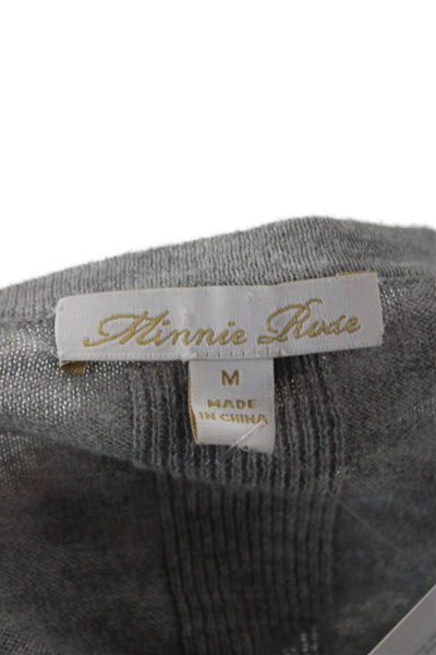 Minnie Rose Women Basic Gray Cotton Crew Neck Long Sleeve T-Shirt Size M
