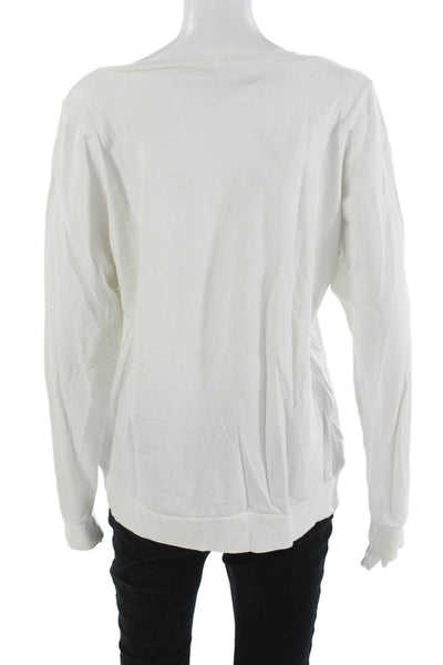 Lauren Moshi Womens Pullover Sweatshirt White Graphic Supima Modal Size M