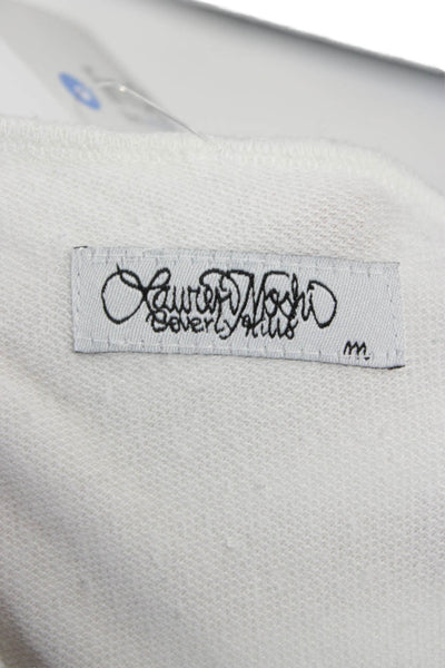 Lauren Moshi Womens Pullover Sweatshirt White Graphic Supima Modal Size M