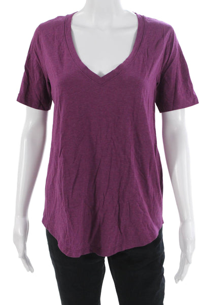 Lululemon Womens Purple V-Neck Short Sleeve T-Shirt Nylon Basic Size 10