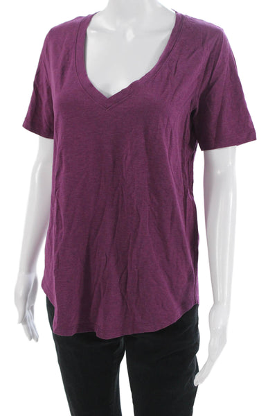 Lululemon Womens Purple V-Neck Short Sleeve T-Shirt Nylon Basic Size 10