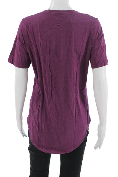 Lululemon Womens Purple V-Neck Short Sleeve T-Shirt Nylon Basic Size 10