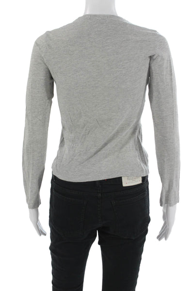 Standard James Perse Women Gray Long Sleeve Basic T-Shirt Crew Neck Size 3