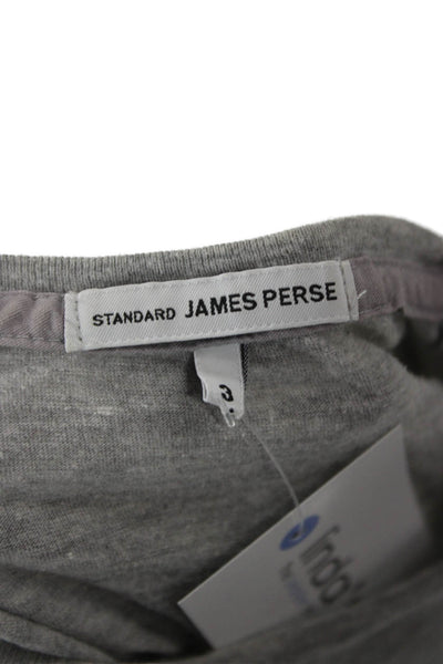 Standard James Perse Women Gray Long Sleeve Basic T-Shirt Crew Neck Size 3