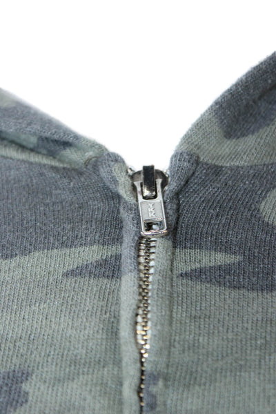 Monrow Womens Full-zip Camo Hoodie Green Army Long Sleeve Size L