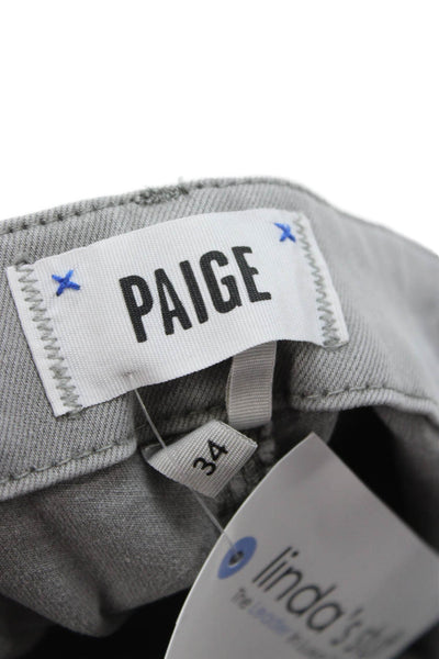 Paige Womens Cropped Jogger Pants Gray Cotton Blend Button Closure Size 34