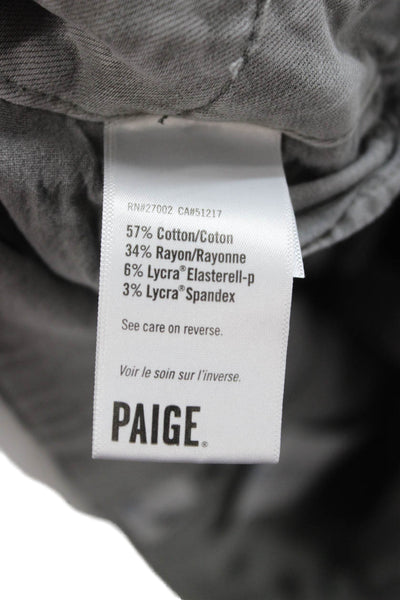 Paige Womens Cropped Jogger Pants Gray Cotton Blend Button Closure Size 34