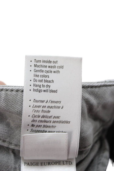 Paige Womens Cropped Jogger Pants Gray Cotton Blend Button Closure Size 34