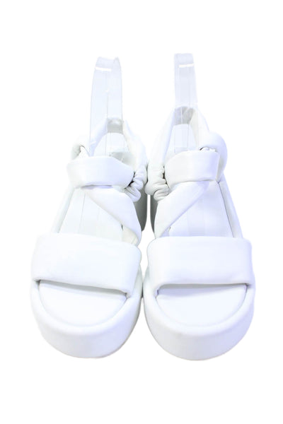Clergerie Womens Leather Cross Strap Wedge Sandals White Size 38.5 8.5