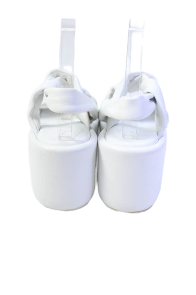 Clergerie Womens Leather Cross Strap Wedge Sandals White Size 38.5 8.5