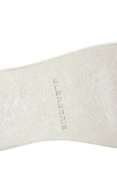 Clergerie Womens Leather Cross Strap Wedge Sandals White Size 38.5 8.5