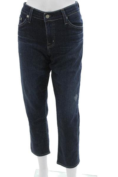 AG Adriano Goldschmied Women Cropped Jeans Dark Blue High Rise Size 28