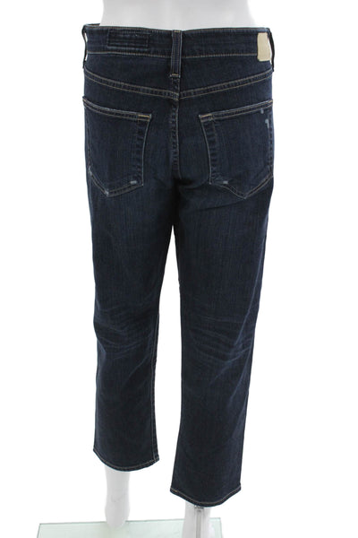 AG Adriano Goldschmied Women Cropped Jeans Dark Blue High Rise Size 28