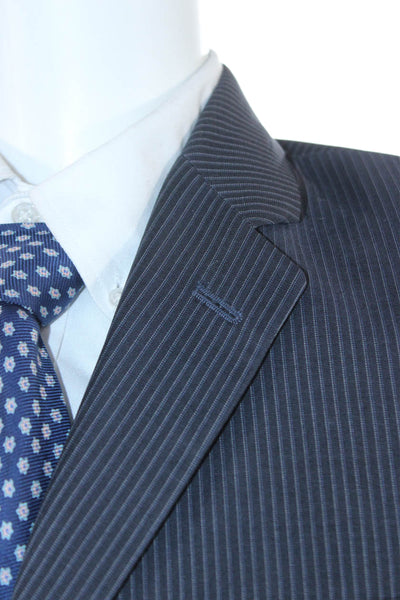 Calvin Klein Men's Striped Dark Blue 2 Piece 100% Wool Suit Size 40