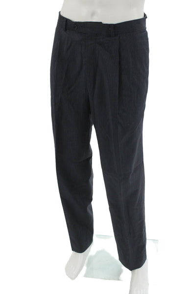 Calvin Klein Men's Striped Dark Blue 2 Piece 100% Wool Suit Size 40
