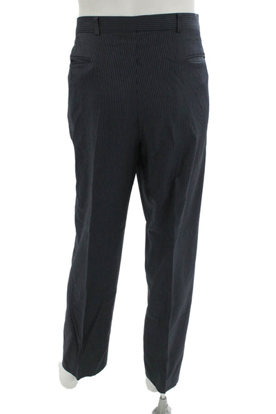Calvin Klein Men's Striped Dark Blue 2 Piece 100% Wool Suit Size 40