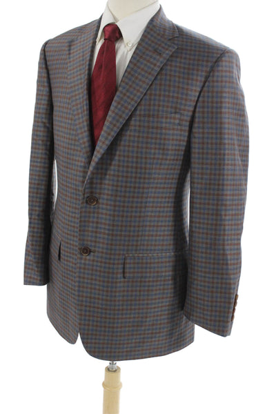 Turnberry Mens Blue Check Wool Silk Sport Coat Size 40