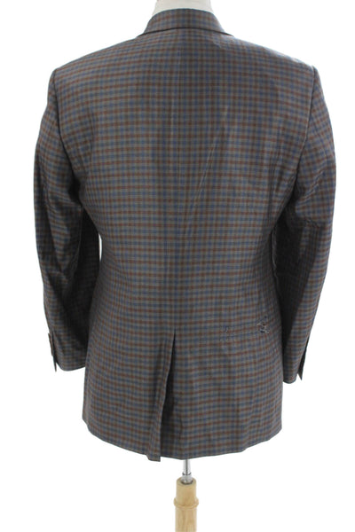 Turnberry Mens Blue Check Wool Silk Sport Coat Size 40