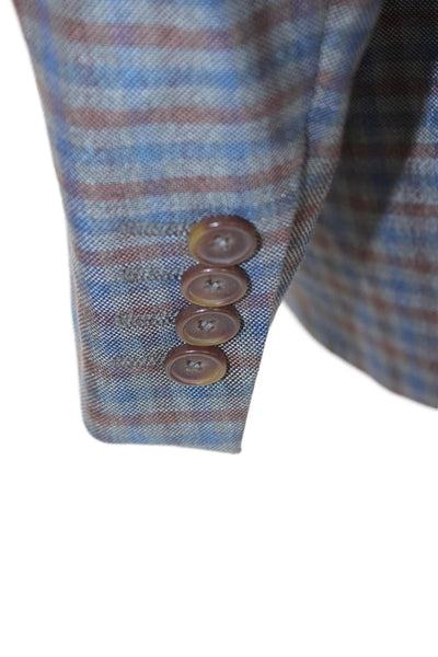 Turnberry Mens Blue Check Wool Silk Sport Coat Size 40