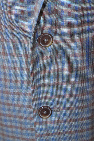 Turnberry Mens Blue Check Wool Silk Sport Coat Size 40