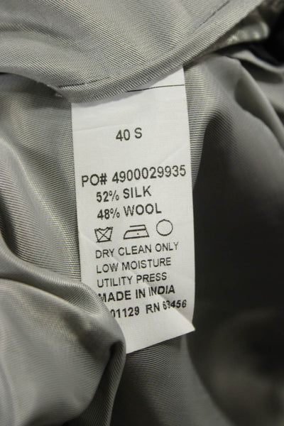 Calvin Klein Mens Gray Wool Blend Check Suit Jacket Button Collared Size 40