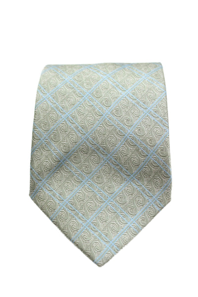 Lanvin Mens Silk Geometric Print Classic Wrap Neck Tie Beige One Size