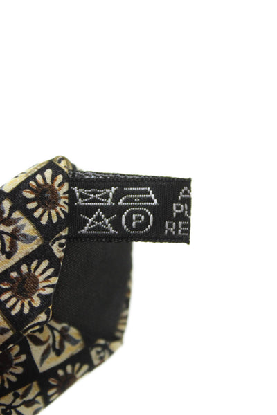Lanvin Mens Silk Geometric Floral Print Classic Neck Tie Beige One Size
