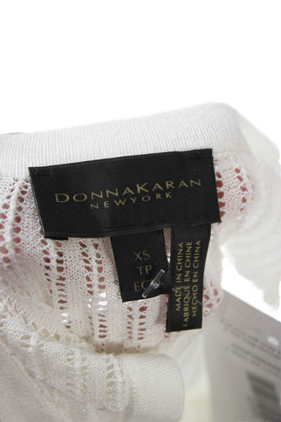 Donna Karan New York Women White Striped Sleeveless Tank Size XS