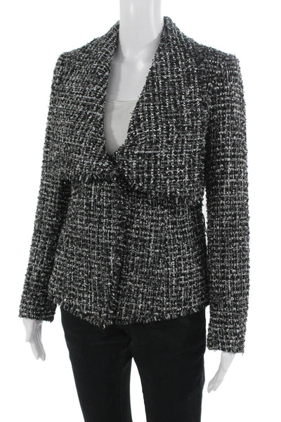 Donna Karan New York Womens Black Collared Long Sleeve Designer Blazer Size 2