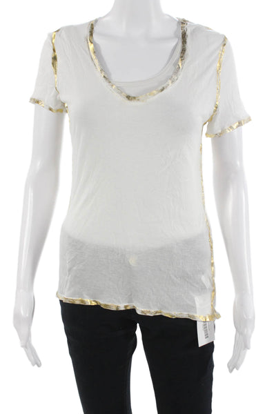 Zadig & Voltaire Womens Basic White Modal V-Neck Short Sleeve T-Shirt Size S