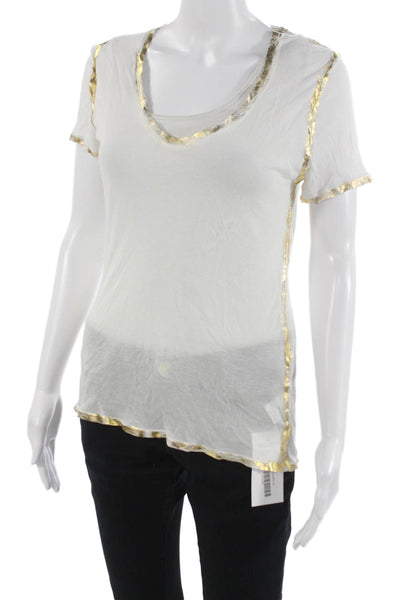 Zadig & Voltaire Womens Basic White Modal V-Neck Short Sleeve T-Shirt Size S