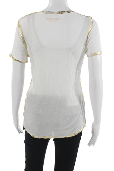 Zadig & Voltaire Womens Basic White Modal V-Neck Short Sleeve T-Shirt Size S