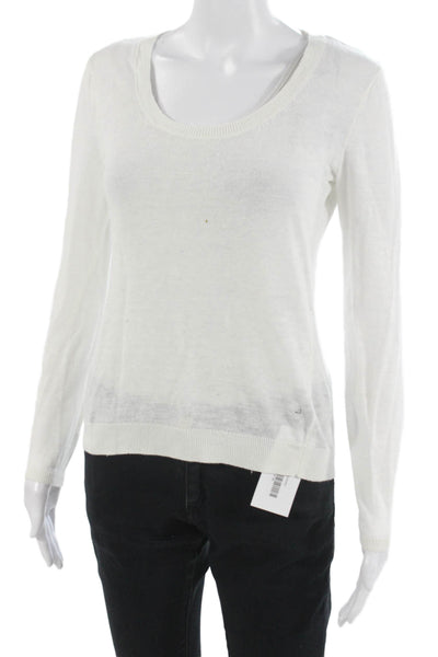 Blue Saks Fifth Avenue Womens Pullover Sweater White Linen Size S