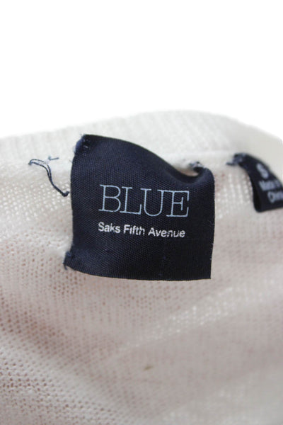Blue Saks Fifth Avenue Womens Pullover Sweater White Linen Size S