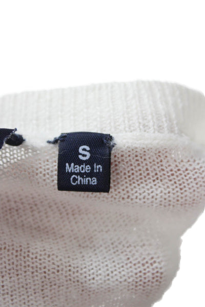 Blue Saks Fifth Avenue Womens Pullover Sweater White Linen Size S