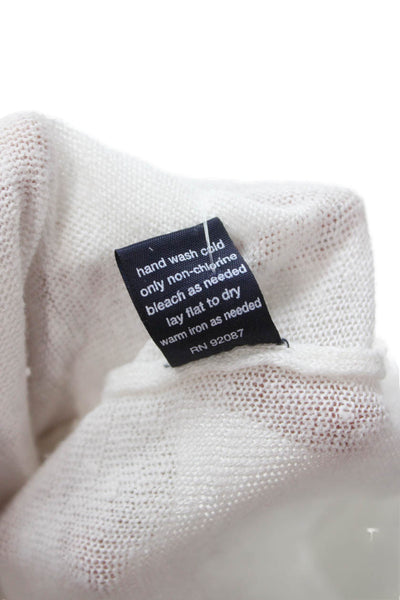 Blue Saks Fifth Avenue Womens Pullover Sweater White Linen Size S