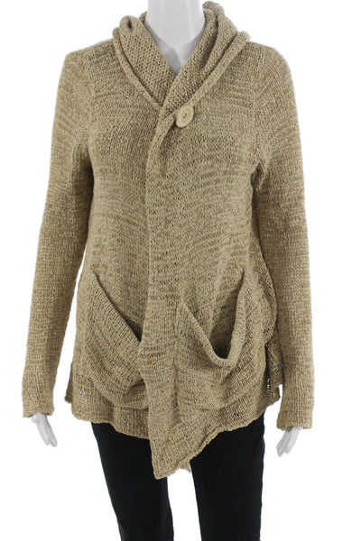 Casmari Womens Beige Cotton Blend Cardigan Button Long Sleeve Size 2