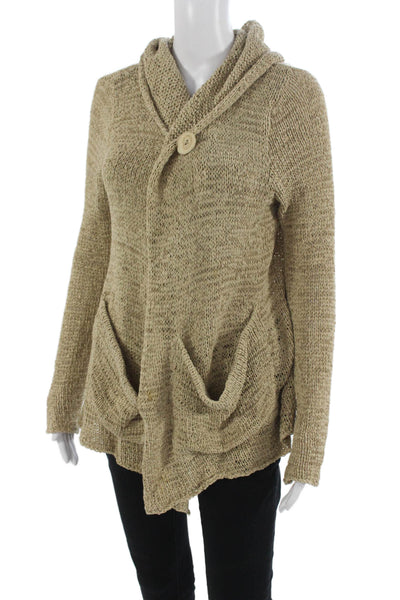 Casmari Womens Beige Cotton Blend Cardigan Button Long Sleeve Size 2