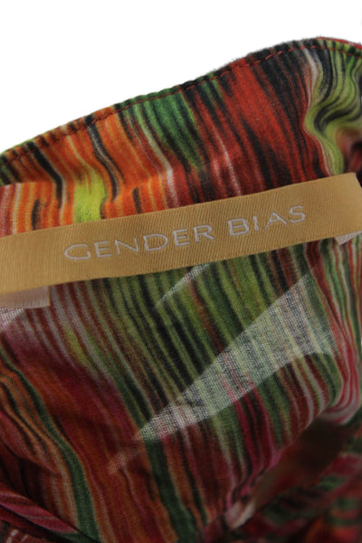 Gender Bias Womens Collared Button Up Blouse Long Sleeve Green Polyester Size S