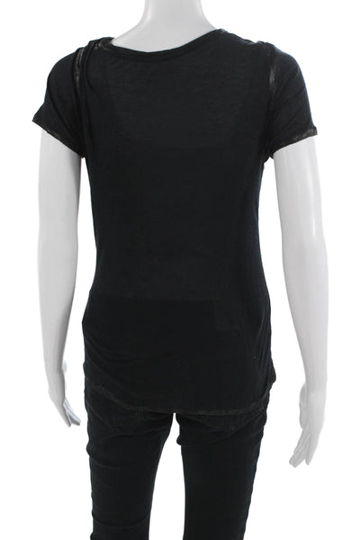 Zadig & Voltaire Womens Basic V-Neck Modal T-Shirt Black Short Sleeve Size S