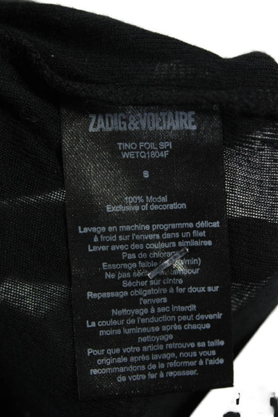 Zadig & Voltaire Womens Basic V-Neck Modal T-Shirt Black Short Sleeve Size S
