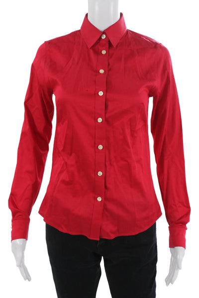 Banana Republic Womens Collared Button Up Top Red Petite Size 2P