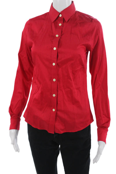 Banana Republic Womens Collared Button Up Top Red Petite Size 2P