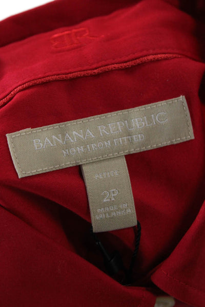Banana Republic Womens Collared Button Up Top Red Petite Size 2P
