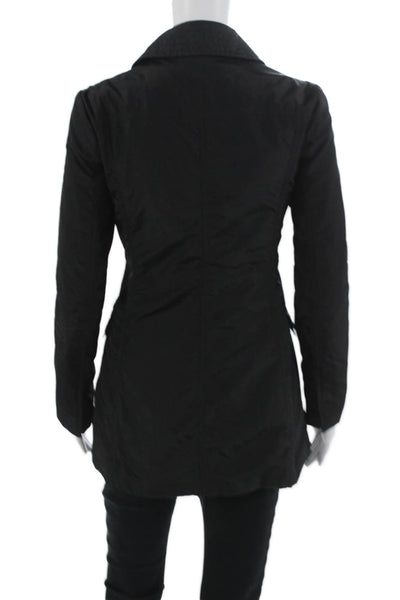 Tahari Womens Military Jacket Black Collared Button Long Sleeve Size XS